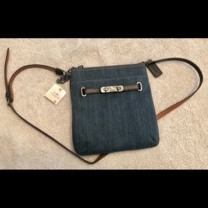 Coach handbag cross body purse blue denim